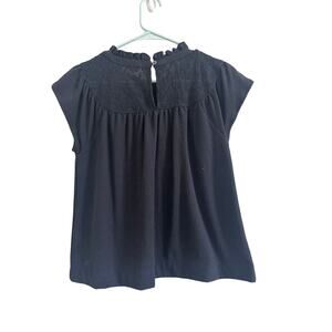 Madewell Black Lace Detail blouse Size Small